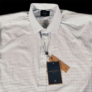 Marc Asher XL Mens Button Up Shirt Long Sleeve Quick Dry Wicking Blue White NWT